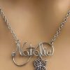 Stainless Steel Wire Name Necklace with birthstone | Personalized script jewelry