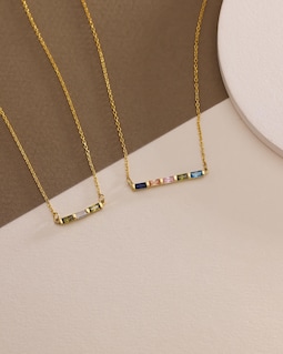 Baguette Birthstone Necklace, Family Birthstone Necklace, Personalized Gift, Mother's Birthstone Jewelry ,Gift for Mom,Birthday Gift
