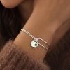 Birthstone Bracelet For Women, Birthstone Sterling Silver Bangle Bracelets, Birthday Jewellery Gift For Her