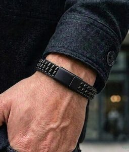 Men's Black Tourmaline Bracelet with Magnetic Clasp | Natural Gemstone Jewelry for Husband, Spiritual Protection